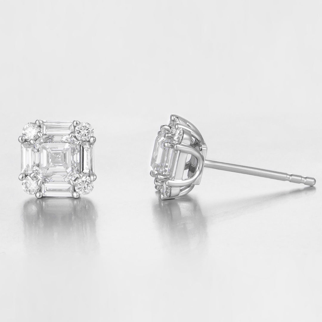 Serwa Jewellery | Asscher Brilliance – 14K Lab-Grown Diamond Stud Earrings