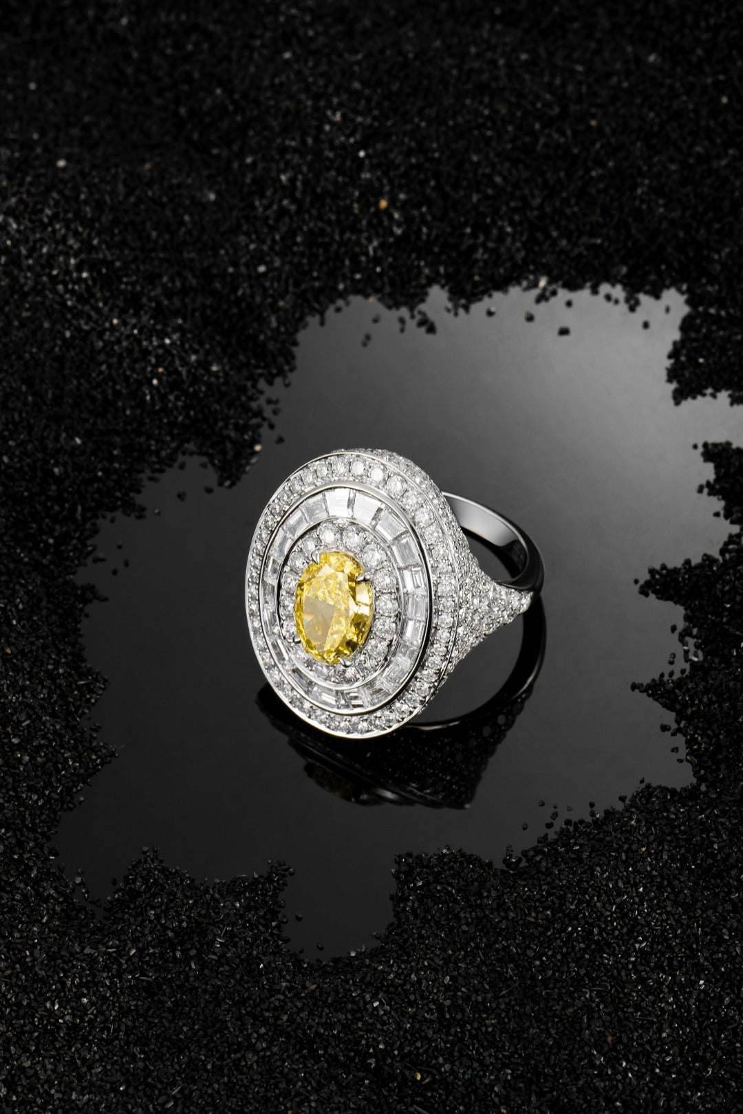 Serwa Jewellery | Radiant Orbit – PT900 Lab-Grown Yellow Diamond Ring