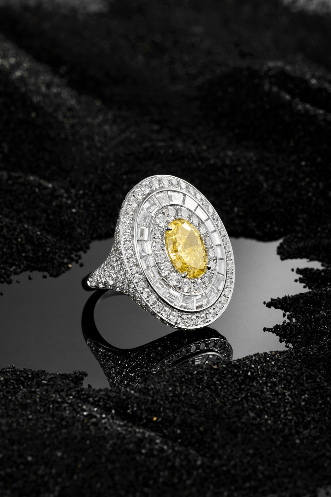 Serwa Jewellery | Radiant Orbit – PT900 Lab-Grown Yellow Diamond Ring