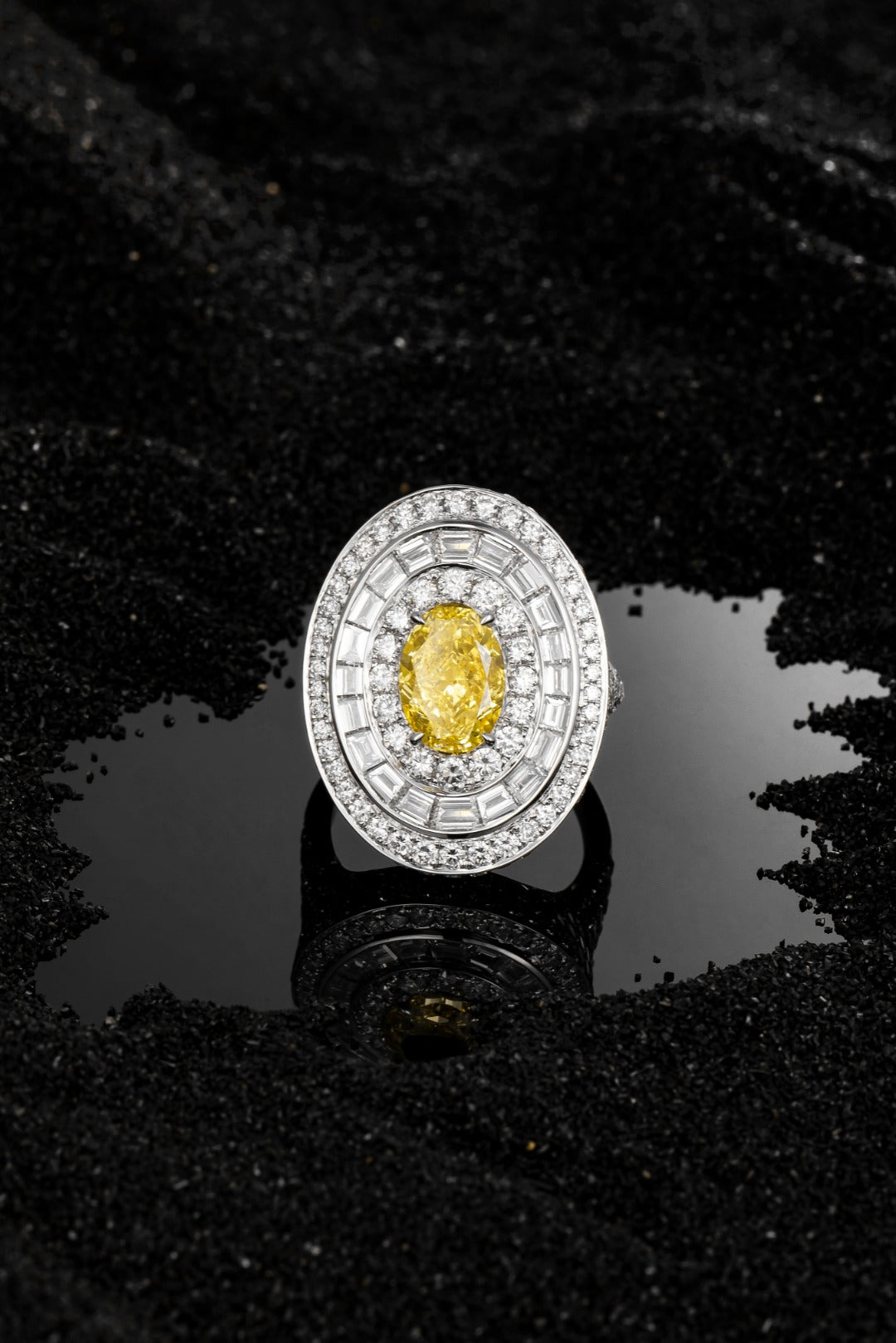 Serwa Jewellery | Radiant Orbit – PT900 Lab-Grown Yellow Diamond Ring