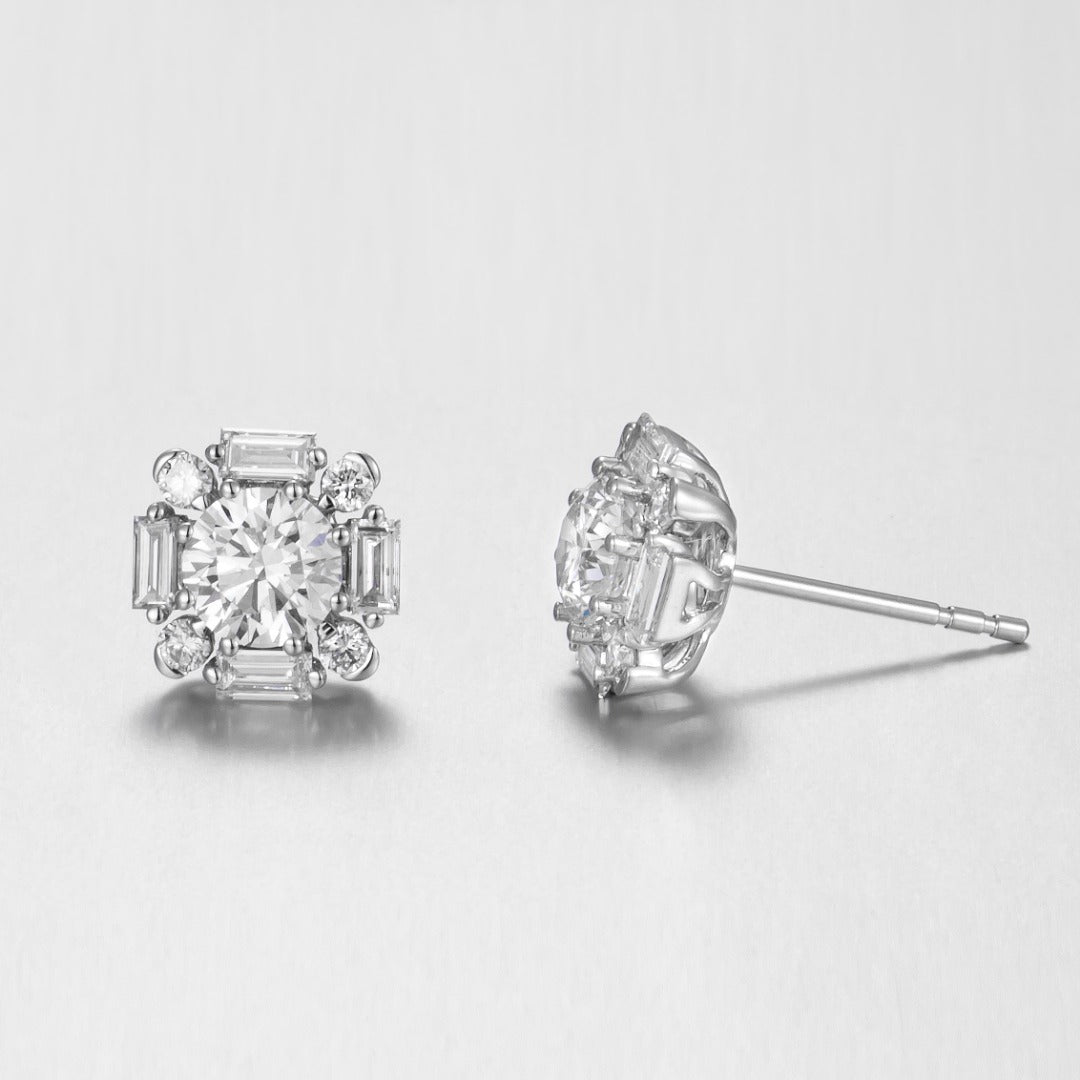 Serwa Jewellery | Structured Bloom – PT900 Lab-Grown Diamond Stud Earrings