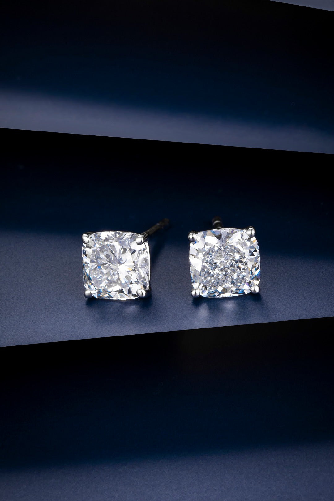 Serwa Jewellery | Modern Cushion – PT950 Lab-Grown Diamond Stud Earrings