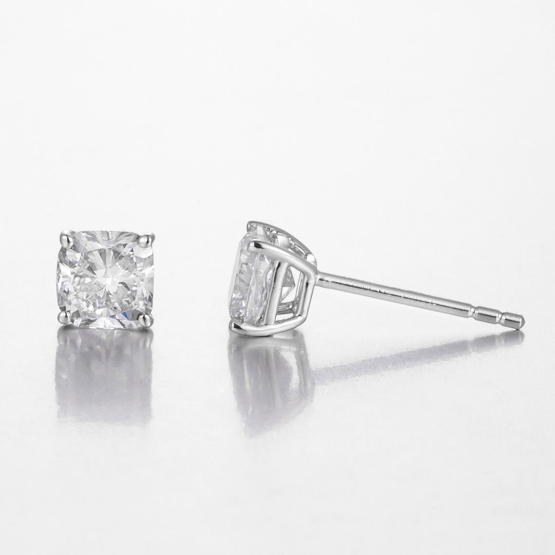 Serwa Jewellery | Modern Cushion – PT950 Lab-Grown Diamond Stud Earrings