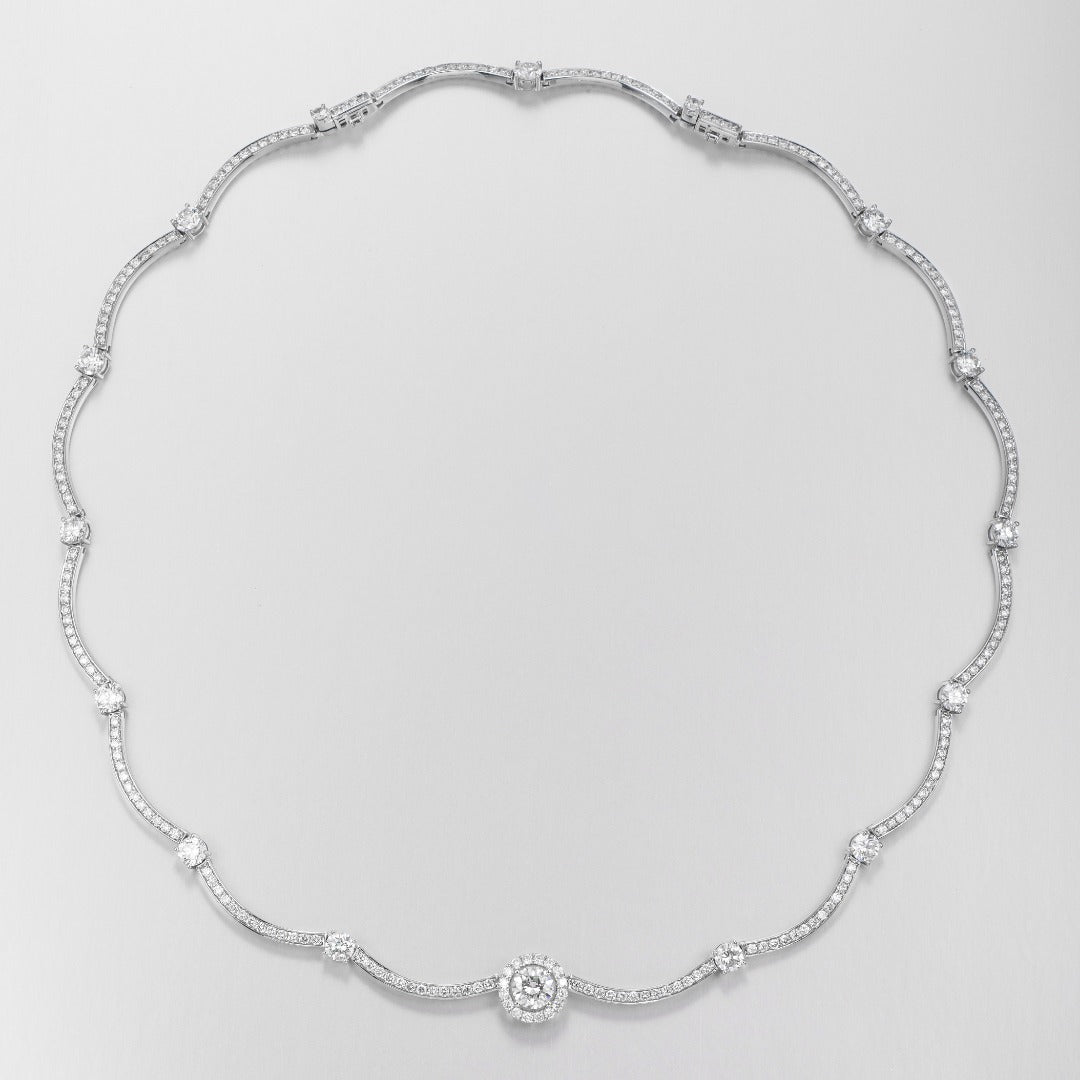 Serwa Jewellery | Halo Wave – 14K Lab-Grown Diamond Necklace