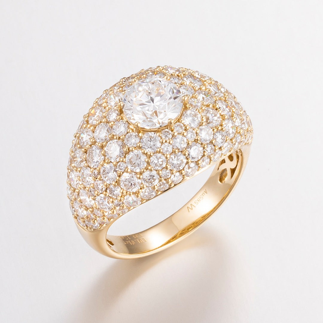 Serwa Jewellery | Golden Pavé Dome – 14K Lab-Grown Diamond Ring