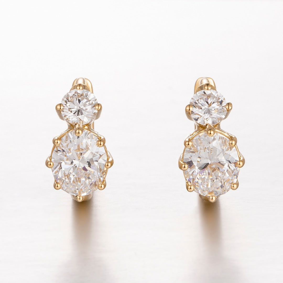 Serwa Jewellery | Golden Duet – 18K Lab-Grown Diamond Earrings