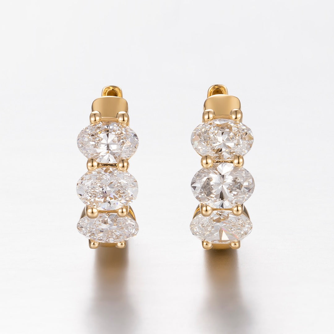 Serwa Jewellery | Golden Trio – 14K Lab-Grown Diamond Earrings