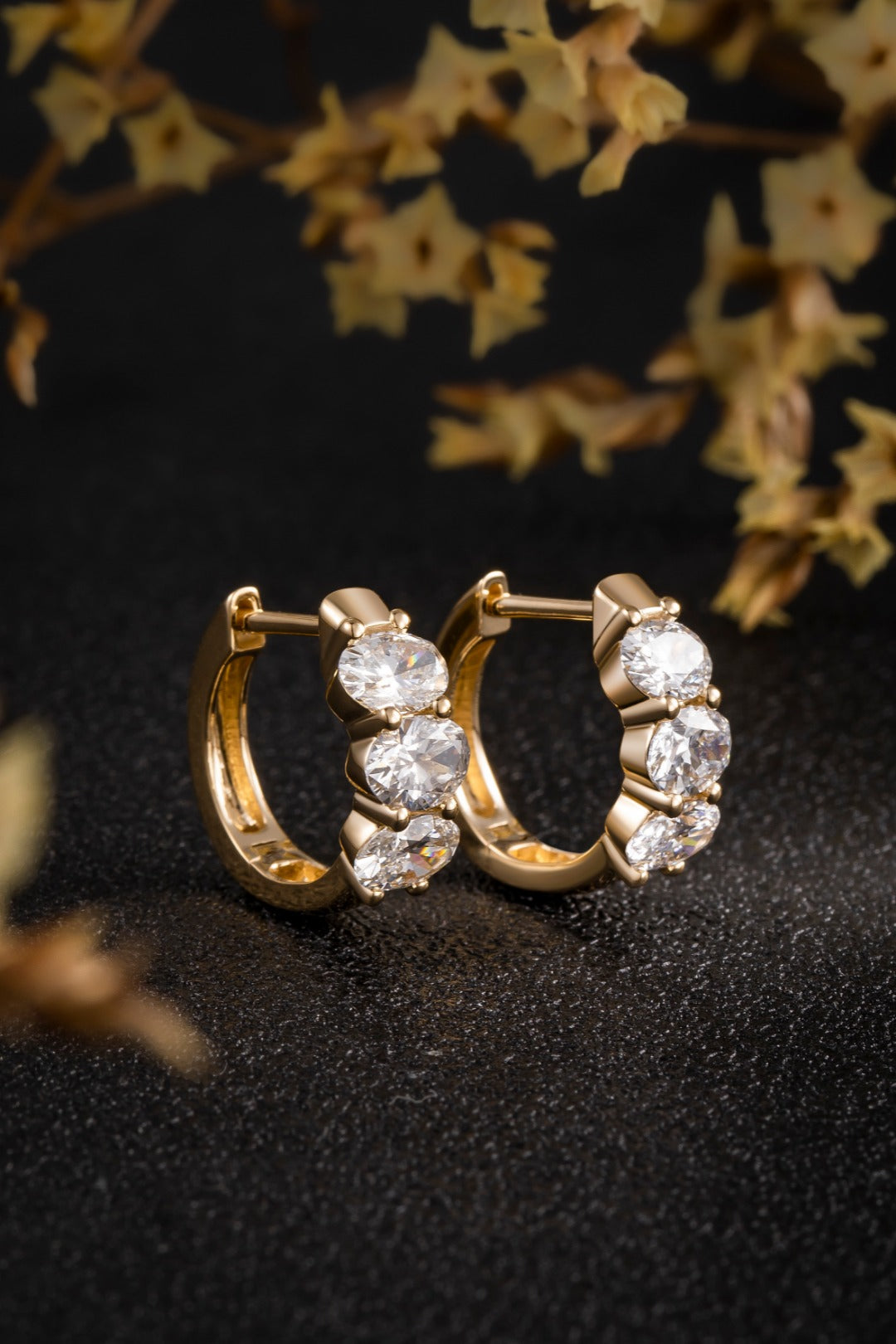 Serwa Jewellery | Golden Trio – 14K Lab-Grown Diamond Earrings