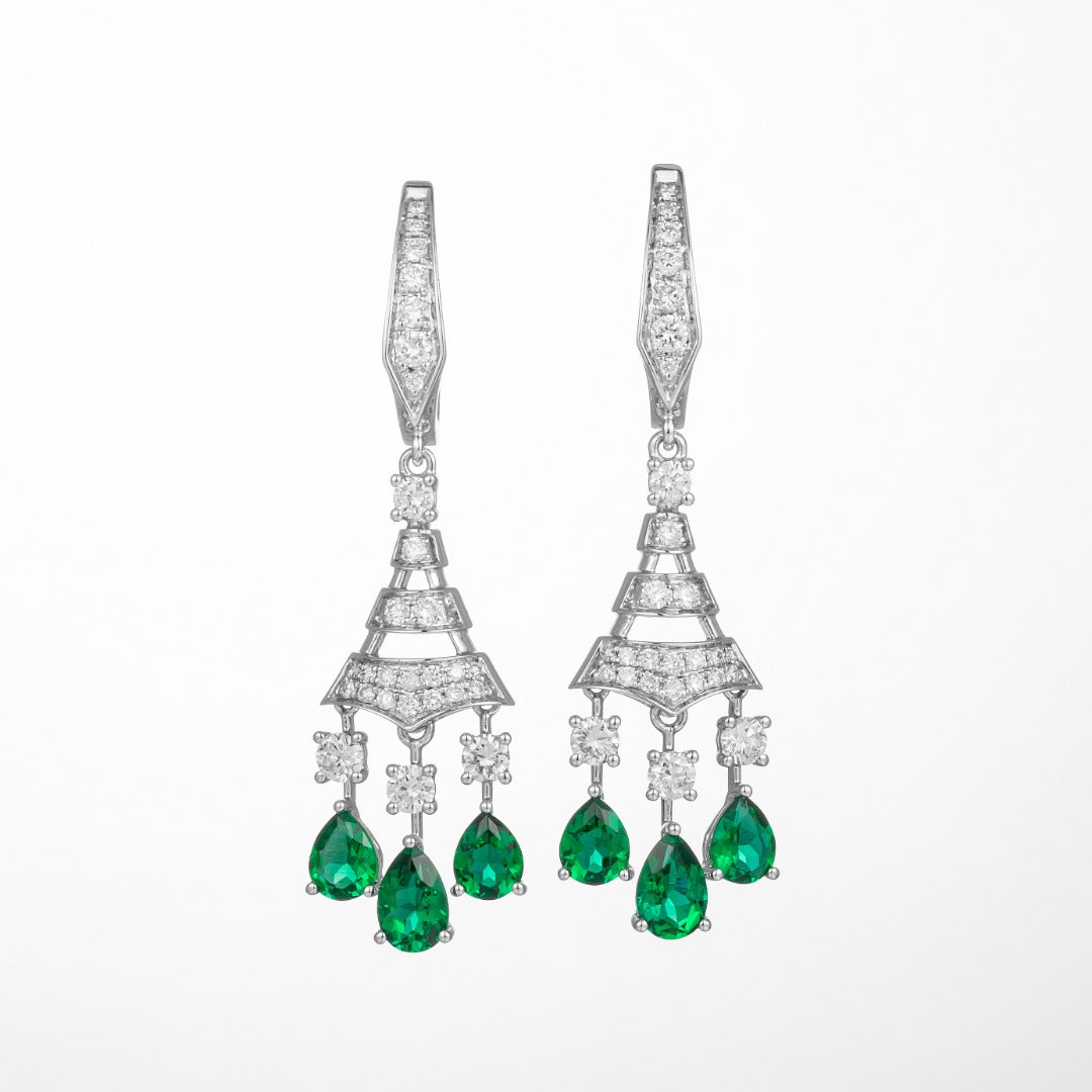 Serwa Jewellery | Emerald Cascade – 14K Lab-Grown Diamond Earrings
