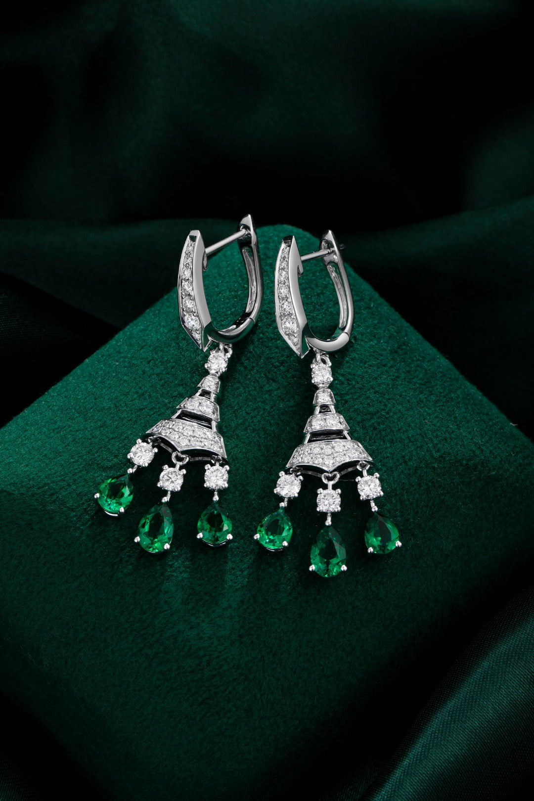 Serwa Jewellery | Emerald Cascade – 14K Lab-Grown Diamond Earrings