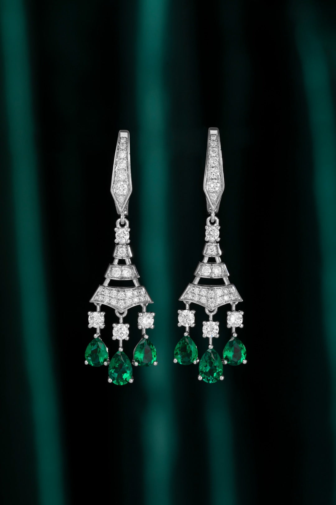 Serwa Jewellery | Emerald Cascade – 14K Lab-Grown Diamond Earrings