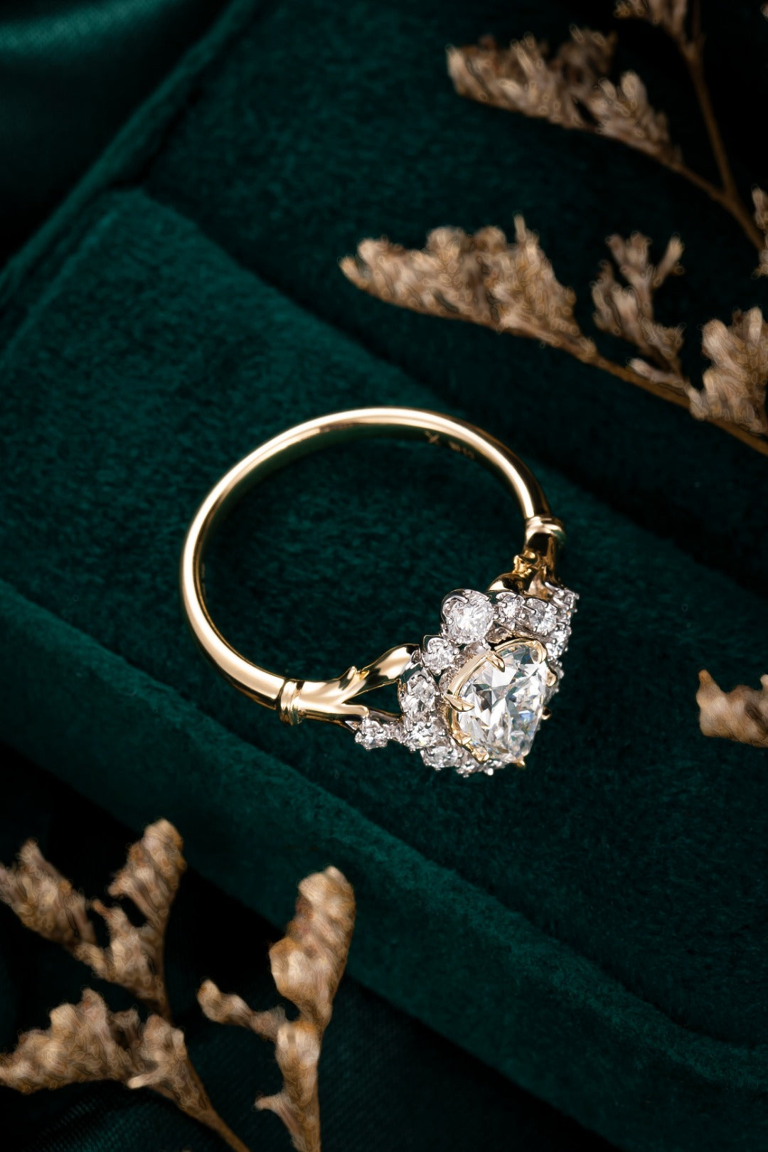 Serwa Jewellery | Floral Halo Lab-Grown Diamond Ring – 14K Gold