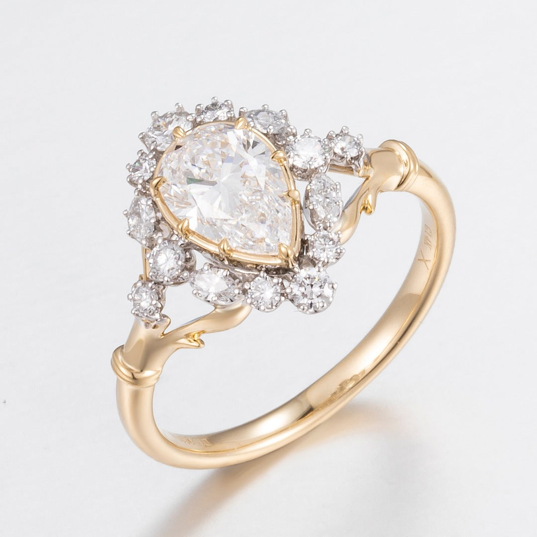 Serwa Jewellery | Floral Halo Lab-Grown Diamond Ring – 14K Gold