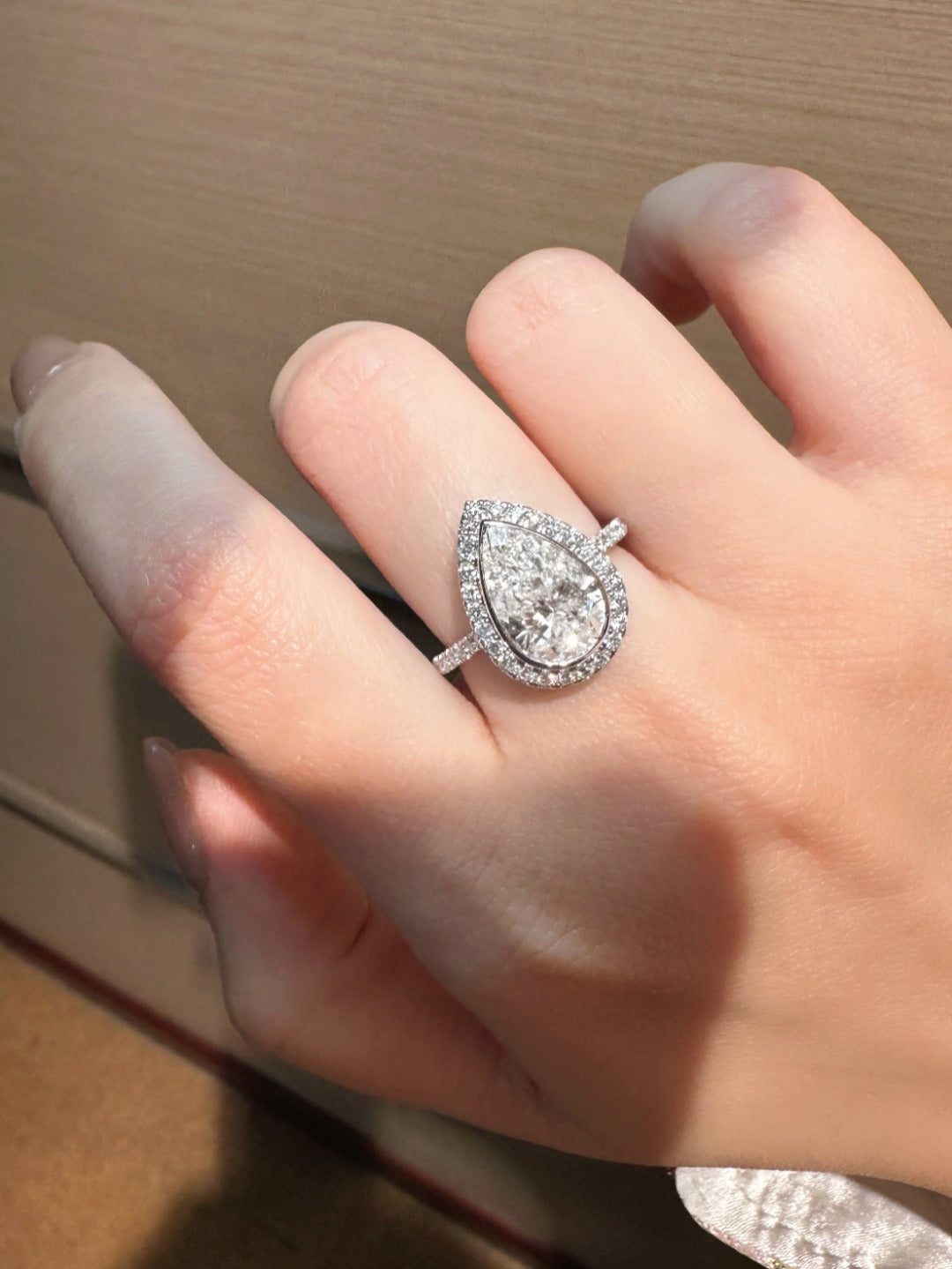 Serwa Jewellery | Pear Halo Grace – PT900 Lab-Grown Diamond Ring
