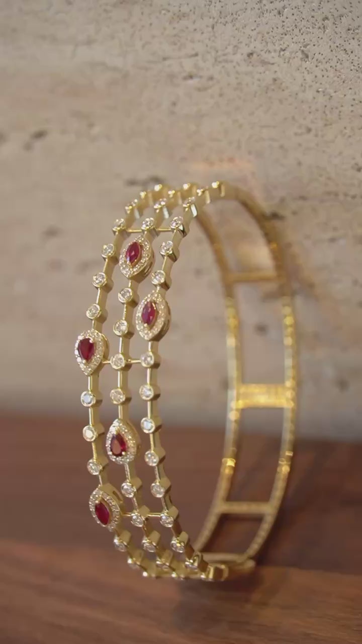 Serwa Jewellery | The Trinità Bangle – Pigeon Blood Ruby & Diamond