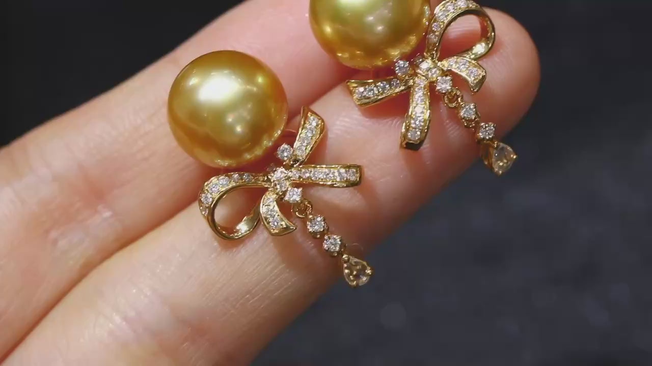 Serwa Jewellery | Golden Grace – South Sea Pearl Bow Earrings