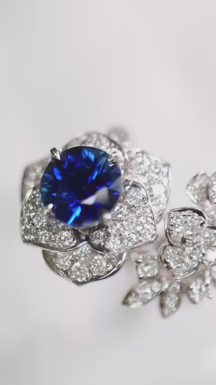 Serwa Jewellery | Regal 1.24ct Royal Blue Sapphire 18K Gold Diamond Ring