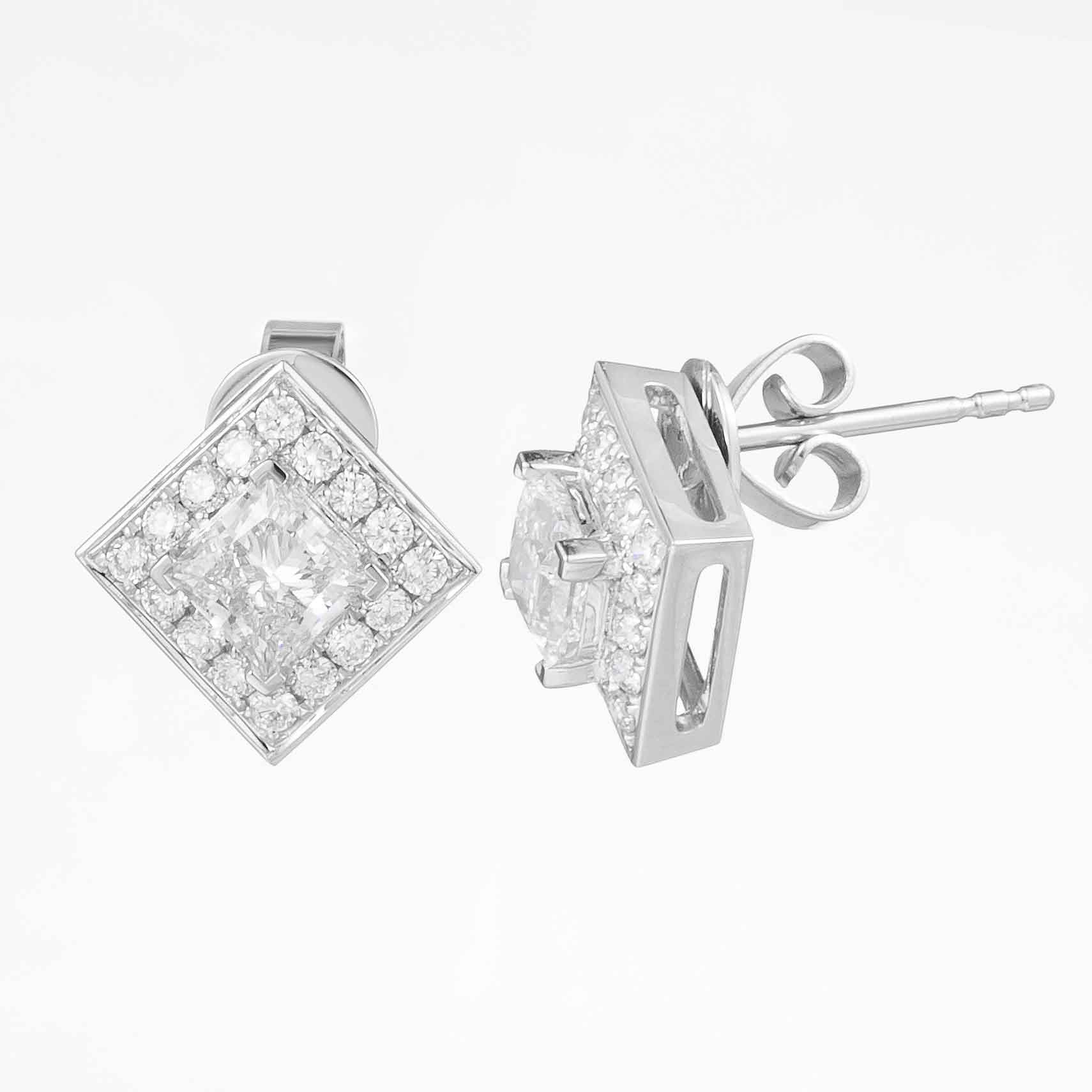 Serwa Jewellery | Geometric Halo – PT950 Lab-Grown Diamond Stud Earrings